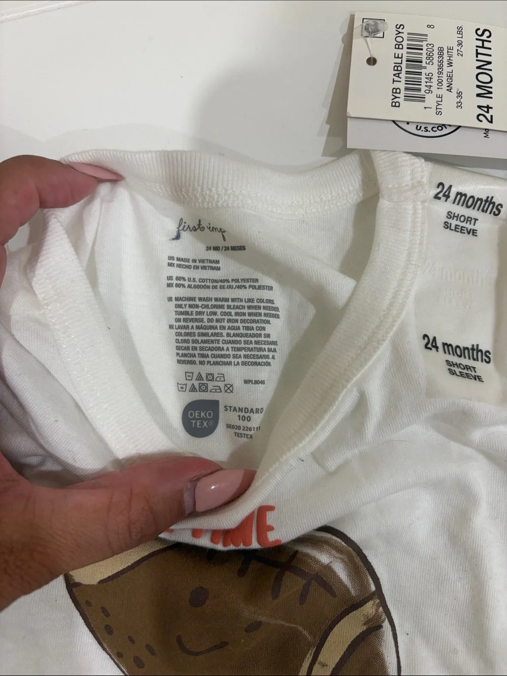 First Impressions White Tee with Brown Football 'Game Time'